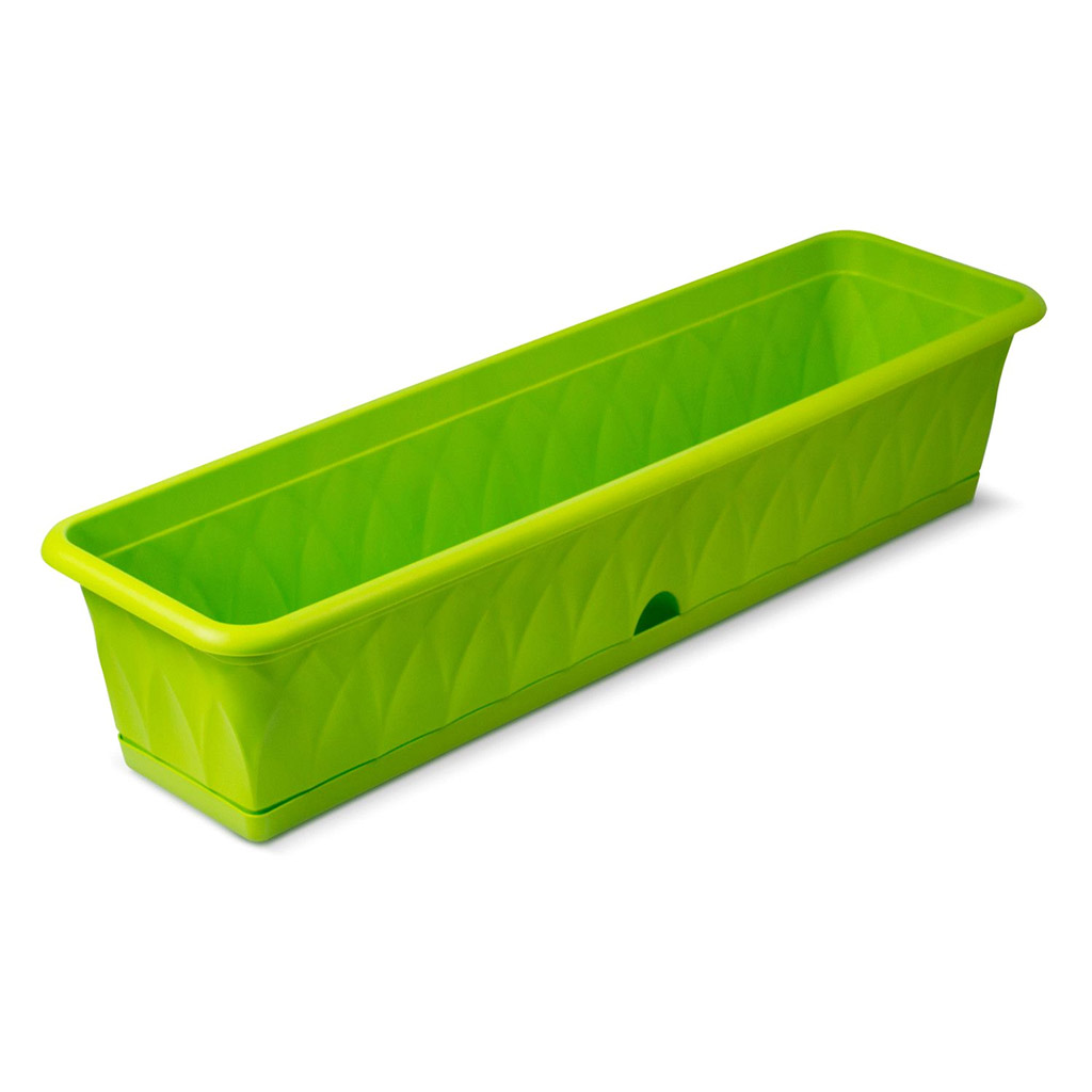 Ящик для цветов балконный пластмассовый "Сиена" 80,9x22,8x17,5см, с поддоном, зеленый (Россия)