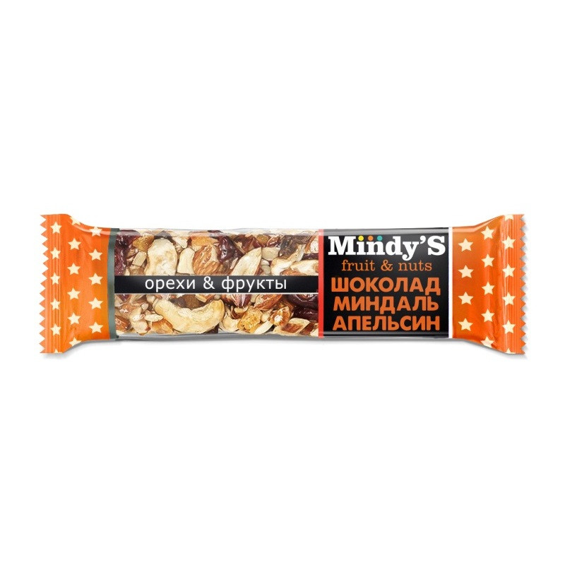 Батончик Mindy's с шоколадом/миндалем/апельсином 35 г (30 штук в упаковке)