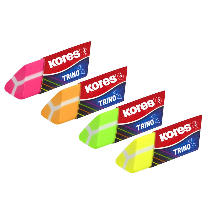 Ластик Kores треугольный неоновый в дисплей-боксе, цвет в асс 40503