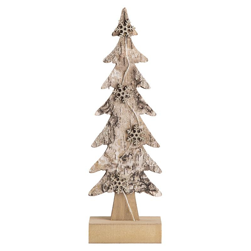 Фигурка деревянная с подсветкой Ель со снежинками 9,5x6x31 см 504-013
