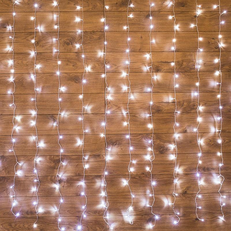 Гирлянда светодиодная Занавес 2,5x2 м, 300 LED, мерцание, Белый 235-055