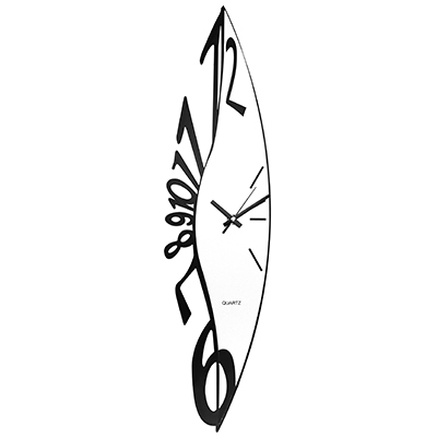 Часы настенные "Овал" 14х57х2,3см, мягкий ход, циферблат серый, пластм. черный (Китай)
