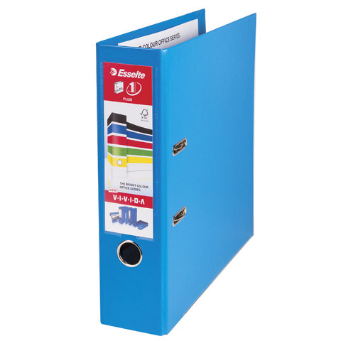Папка-регистратор ESSELTE VIVIDA Plus, А4+, с двухсторонним покрытием из пластика, 80 мм, синяя, 81185