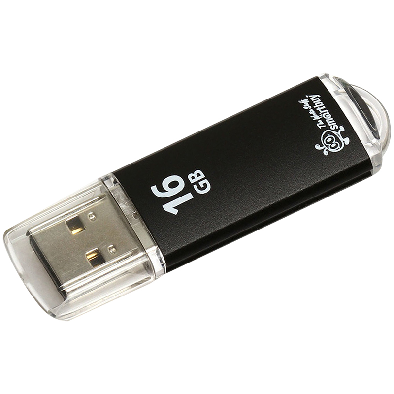 Память Smart Buy V-Cut  16GB, USB 2.0 Flash Drive, черный (металл. корпус )