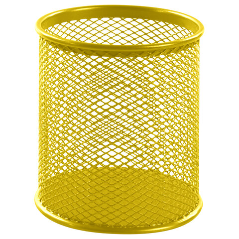Подставка-органайзер BRAUBERG Germanium, металлическая, круглое основание,100х89 мм, желтая, 231980