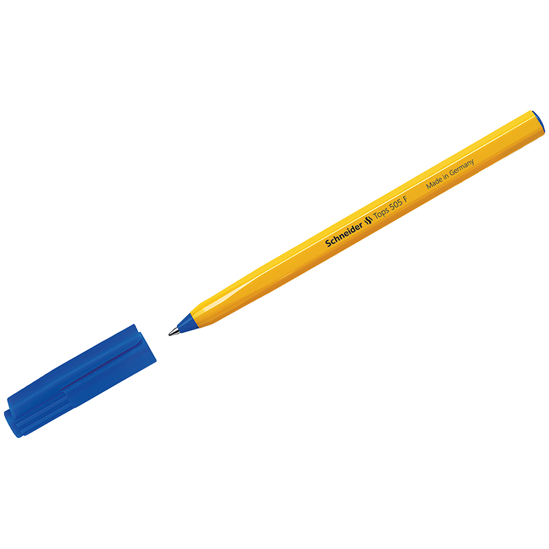 Ручка шарик. Schneider "Tops 505 F" синяя, 0,8мм, оранжевый корпус