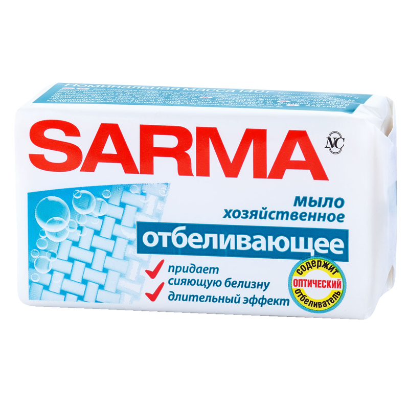 Мыло хозяйственное 140г отбеливающее Sarma пленка