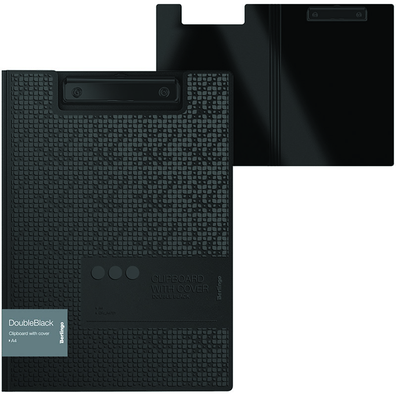 Папка-планшет с зажимом Berlingo DoubleBlack А4, пластик, 1300мкм, черная, с рисунком
