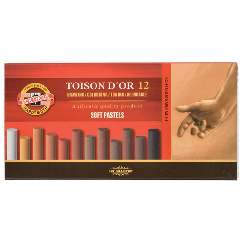 Пастель художественная Koh-I-Noor Toison D`or Soft 8592 Brown line 12 цв картон упаковка