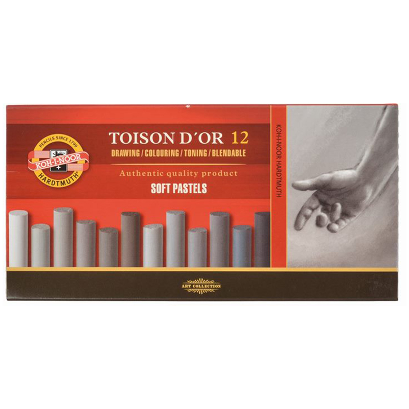 Пастель художественная Koh-I-Noor Toison D`or Soft 8592 Grey line 12 цв картон упаковка