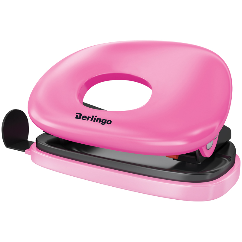 Дырокол до 10л Berlingo "Round" пластиковый, розовый