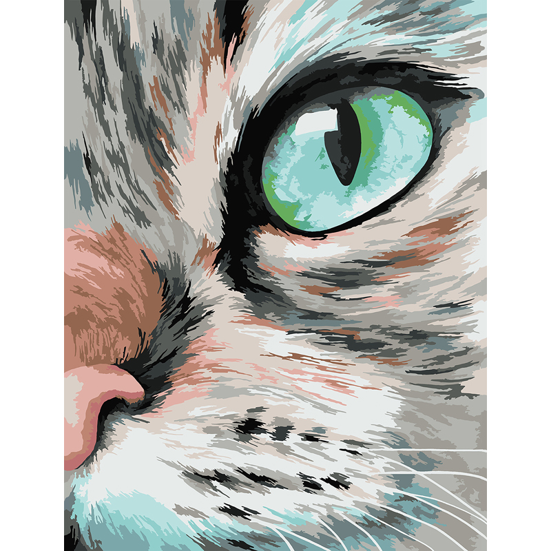 Картина по номерам на холсте ТРИ СОВЫ Кошачий взгляд, 30*40, с акриловыми красками и кистями