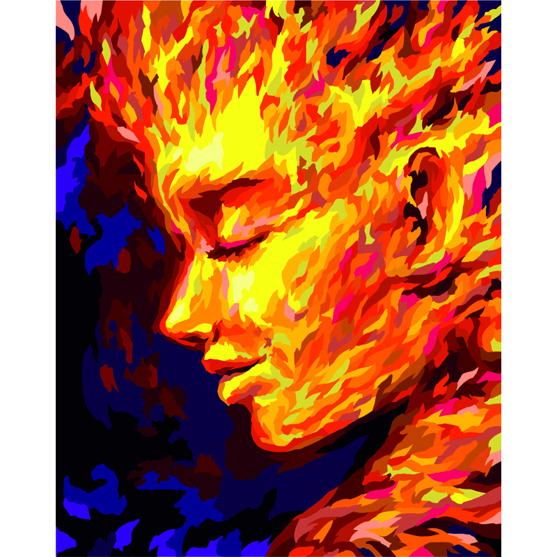 Картина по номерам на холсте ТРИ СОВЫ Стихия. Огонь, 40*50, с акриловыми красками и кистями
