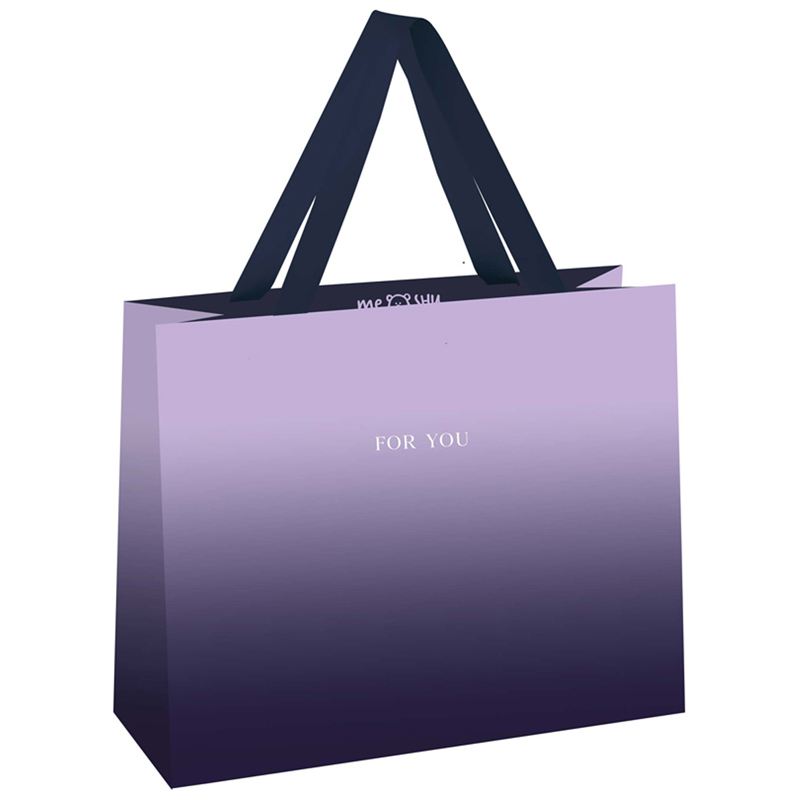 Пакет подарочный 23*18*10см MESHU Duotone. Purple gradient, отд. фольгой, матовая ламинация