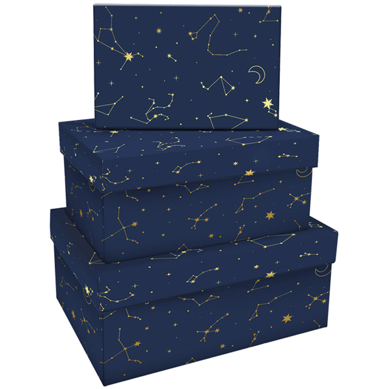 Набор прямоугольных коробок 3в1, MESHU Golden constellation, (19*12*7,5-15*10*5см)