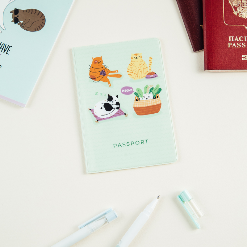 Обложка для паспорта MESHU Meow, ПВХ, 2 кармана