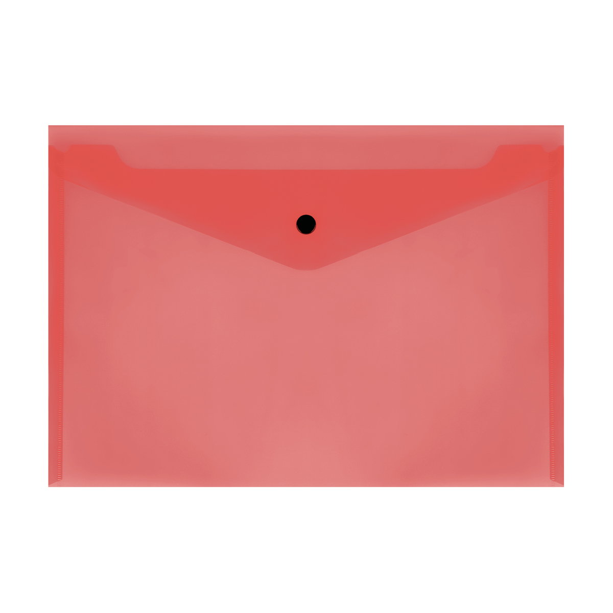 Папка-конверт А4 на кнопке 150мкм СТАММ пластик прозрачная красная