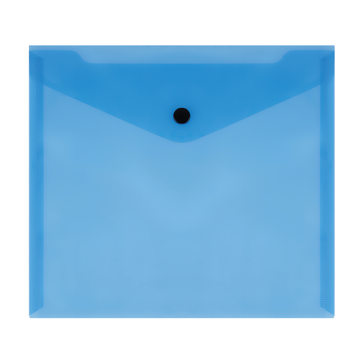 Папка-конверт А5+ на кнопке 150мкм СТАММ пластик. прозрачная синяя