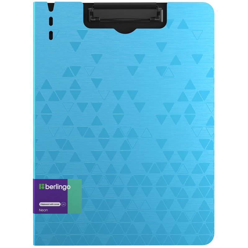 Папка-планшет с зажимом Berlingo Neon А4, пластик (полифом), 1800мкм, голубой неон