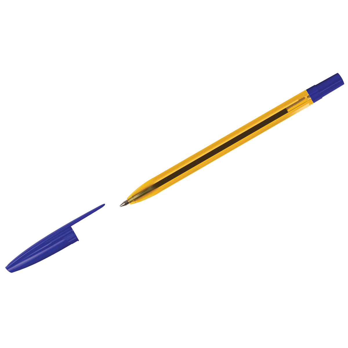 Ручка шарик. СТАММ 111 синяя, 1,0мм, тонированный оранжевый корпус