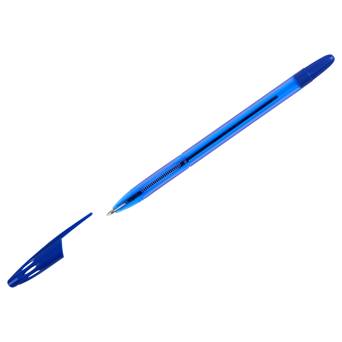 Ручка шарик. СТАММ "555" синяя, 0,7мм, тонированный корпус