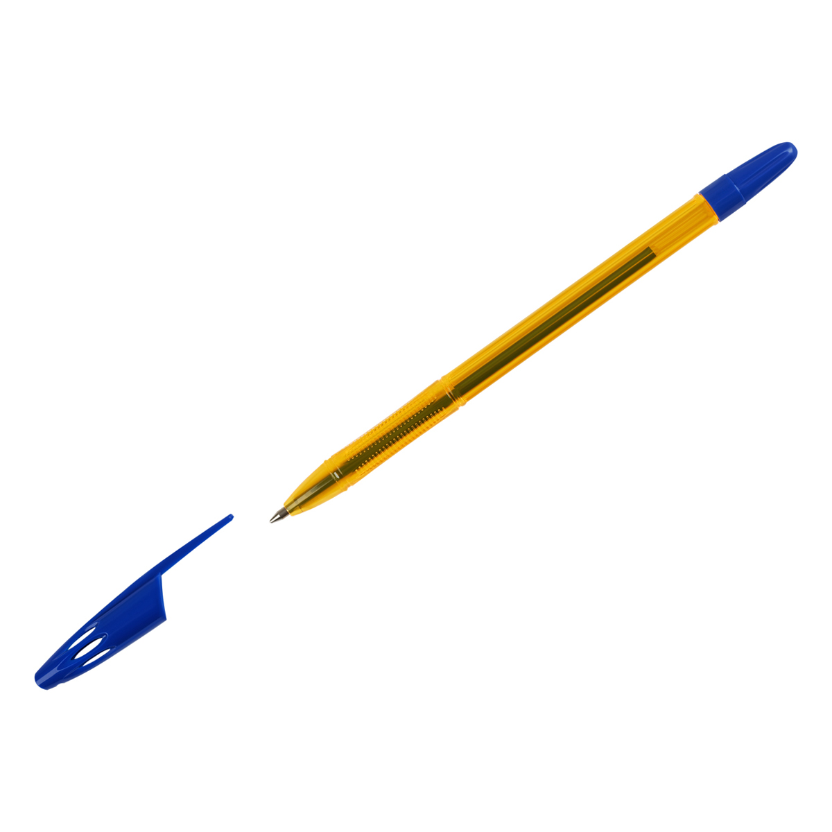 Ручка шарик. СТАММ "555" синяя, 0,7мм, тонированный оранжевый корпус