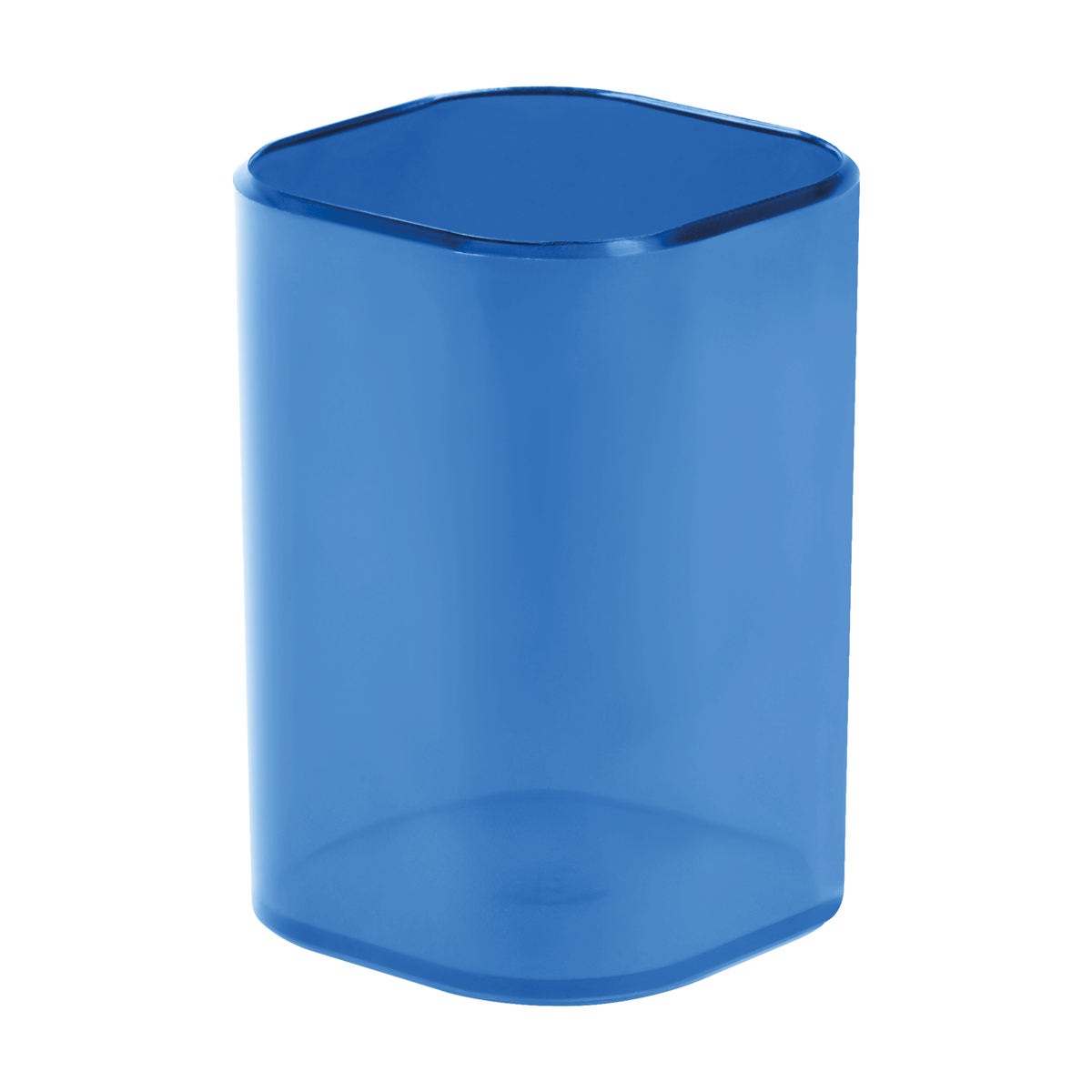 Подставка-стакан для канц. мелочей синяя СТАММ Фаворит пластиковая квадратная тонированная