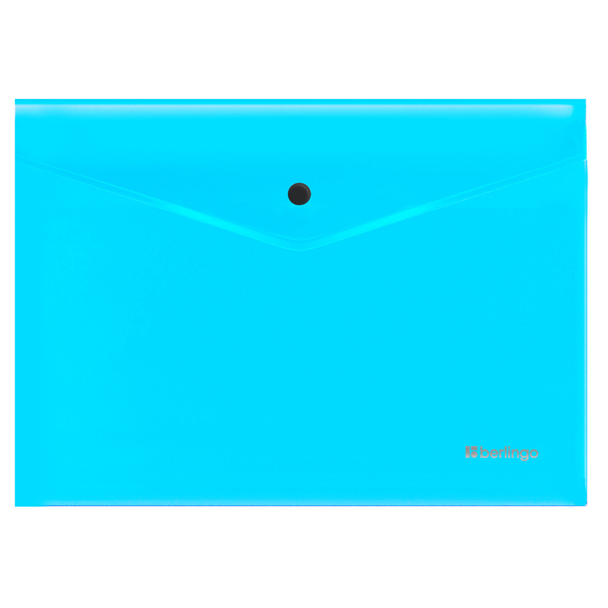 Папка-конверт А4 на кнопке 200мкм Berlingo Neonпрозрачная голубой неон