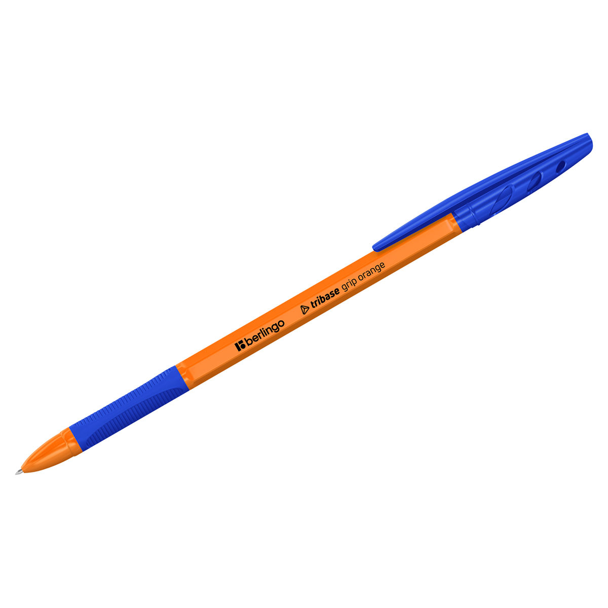 Ручка шарик. Berlingo "Tribase grip orange" синяя, 0,7мм, грип