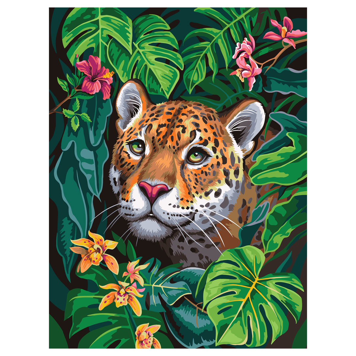 Картина по номерам на холсте ТРИ СОВЫ Взгляд из джунглей, 40*50, с акриловыми красками и кистями