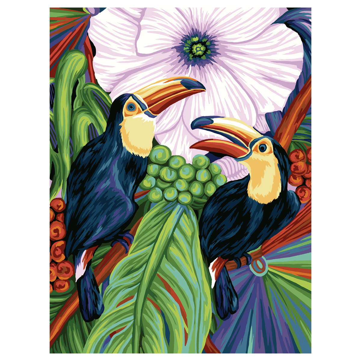 Картина по номерам на холсте ТРИ СОВЫ Туканы, 40*50, с акриловыми красками и кистями