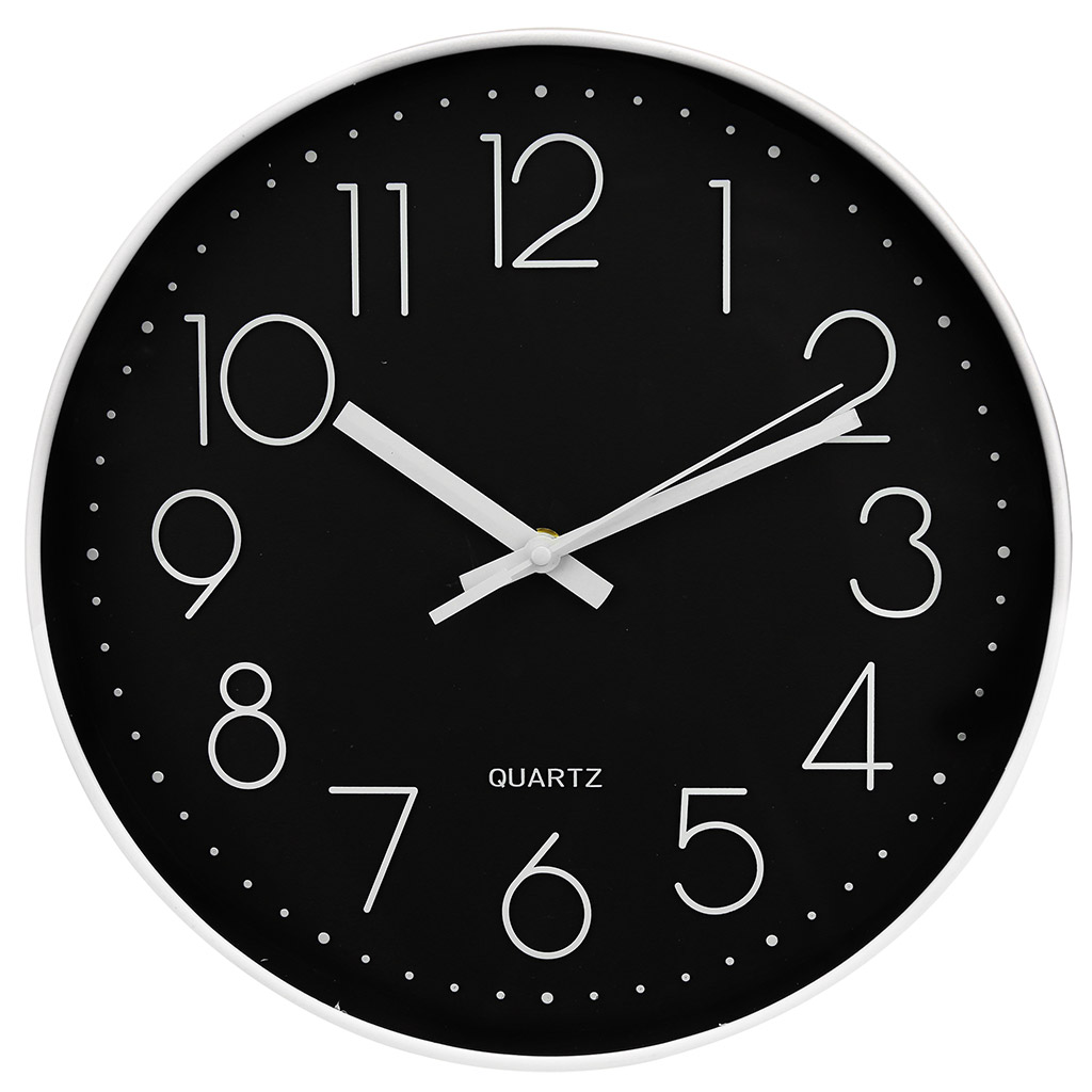 Часы настенные "Мартин" д30х4,5см, мягкий ход, циферблат черный, пластм. белый (Китай)