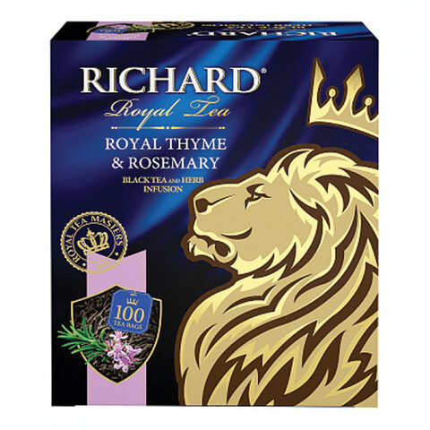 Чай RICHARD Royal Thyme and Rosemary, черный с чабрецом и розмарином, 100 пакетиков по 2 г, 100647