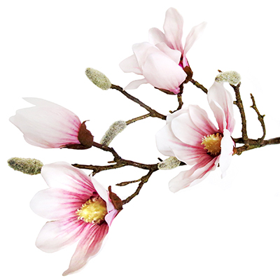 Цветок "Магнолия" 90см, нежно розовый, 3 цветка: 14см, 10см, 10см, 2 бутона (Китай)