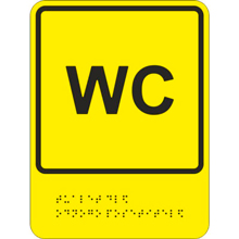Знак безопасности Обособленный туалет для одного посетителя ТП9 (200х150 мм, пластик, тактильный)