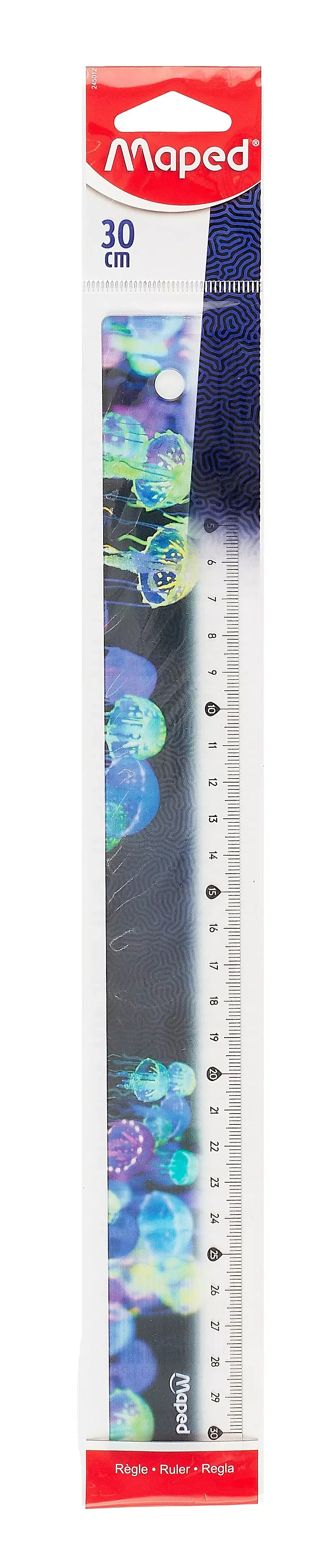 Линейка MAPED DEEPSEA PARADISE пластиковая, плоская, декорированная, 30 см, высококачественная градуировка, не пачкающиеся края, в упаковке с подвесом Линейка MAPED DEEPSEA PARADISE пластиковая, плоская, декорированная, 30 см, высококачественная градуировка, не пачкающиеся края, в упаковке с подвесом