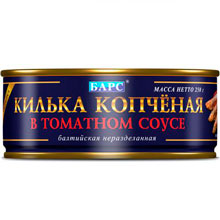 Килька балтийская Барс копченая в томатном соусе, 250 г