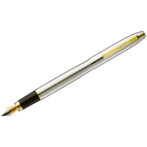 Ручка перьевая Luxor Sterling синяя, 0,8мм, корпус хром/золото