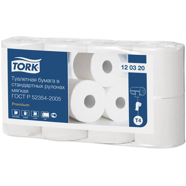 Бумага туалетная TORK в стандартных рулонах 2-слойная арт 120320