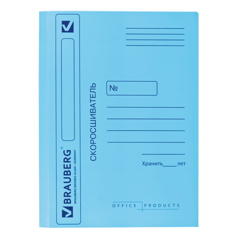 Скоросшиватель картонный мелованный BRAUBERG, гарантированная плотность 360 г/м2, синий, до 200 листов, 121518