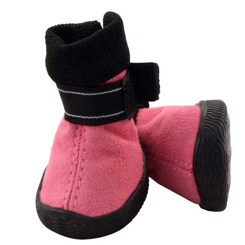 Ботинки для собак розовый/чёрн замша 1 лента-застежка на липучке