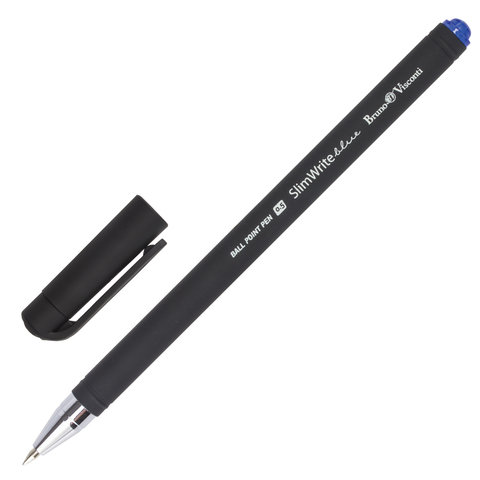 Ручка шариковая BRUNO VISCONTI SlimWrite, Black, СИНЯЯ, корпус черный, узел 0,5 мм, линия письма 0,3 мм, 20-0009
