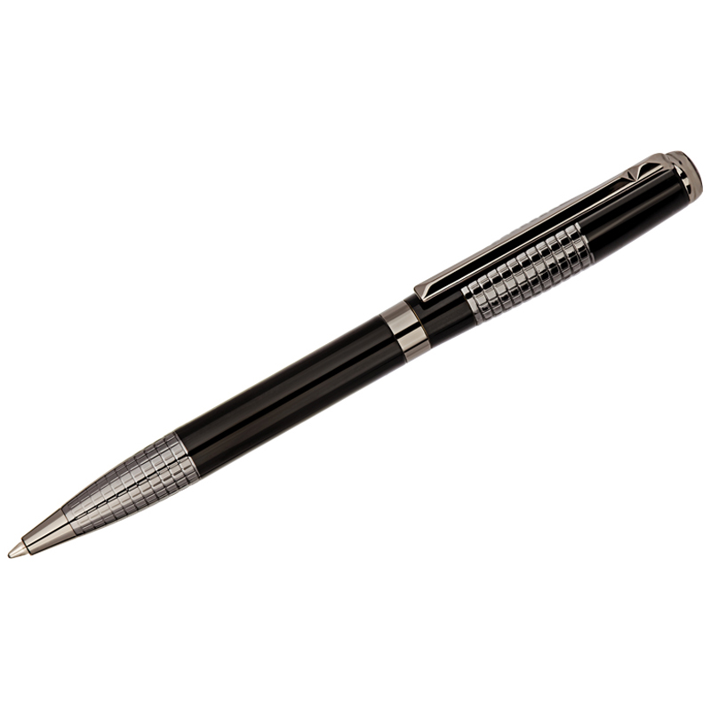 Ручка шариковая Delucci Vivo синяя, 1,0мм, цвет корпуса - черный/серебро, поворот., подарочная упаковка