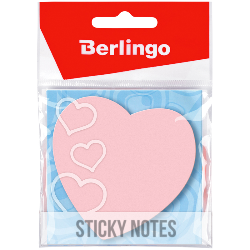 Самоклеящийся блок фигурный Berlingo Сердце, 70*70мм, 50л, малиновый неон, европодвес
