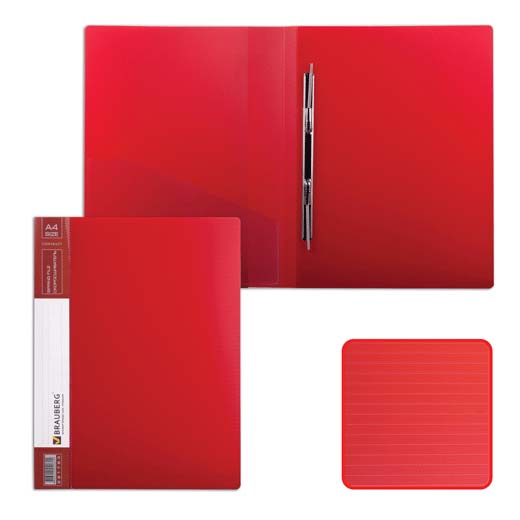 Папка с металлическим скоросшивателем и внутренним карманом BRAUBERG Contract, красная, до 100 л., 0,7 мм, бизнес-класс, 221783