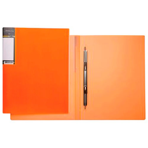 Папка с металлическим пружинным скоросшивателем HATBER HD, пластик, Неоново-оранжевая, до 100 листов, 0,7 мм, AH4_02035, V160404