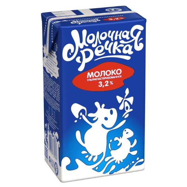 Молоко Молочная речка 3,2% 973 мл