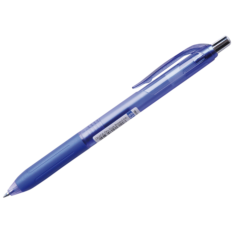 Ручка шариковая автоматическая Crown Quick Dry синяя, 0,5мм, грип, с быстросохнущими чернилами