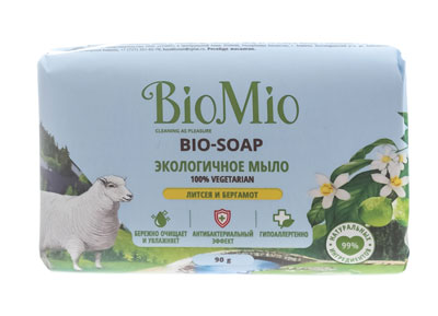 Мыло туалетное экологичное BioMio Bio-Soap с эфирными маслами литсея кубебы и бергамота, 90 г