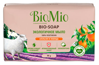Мыло туалетное экологичное BioMio Bio-Soap с эфирными маслами лаванды, мяты перечной и апельсина, 90 г